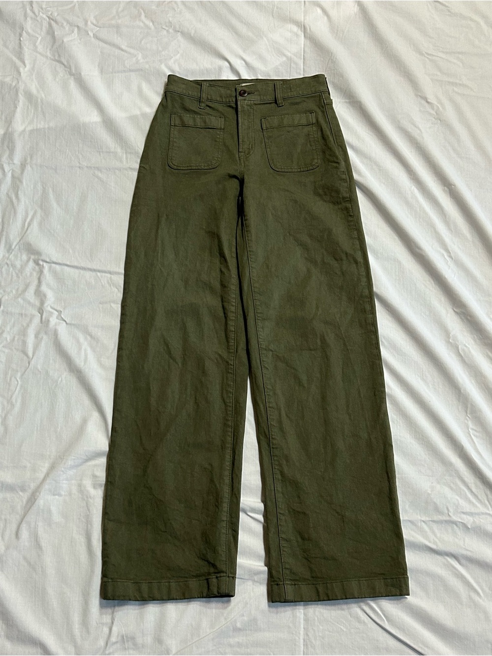Madewell Emmett Wide-Leg Olive Green High-Rise Front Pocket Pants Size 24
